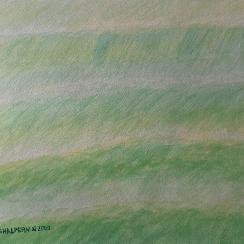 Original watercolor painting of four bands of grasses symbolizing wind, available for purchase