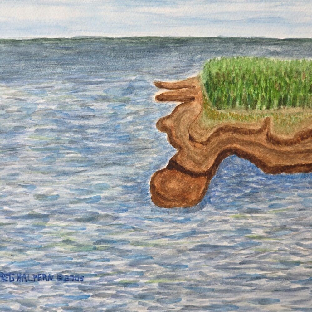Free downloadable surreal watercolor painting of the right side of Center-Cut Island, completing the peninsula